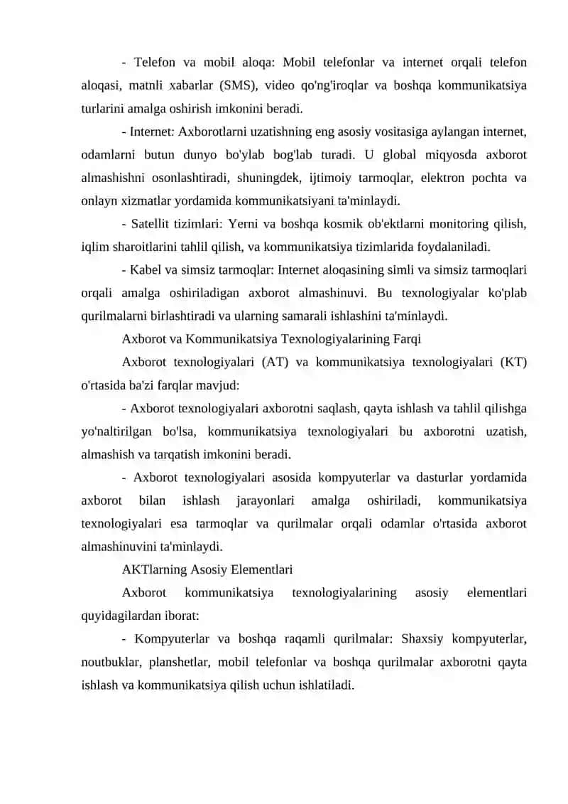 Axborot kommunikatsita texnologiyalarining ro'li va ahamiyati 3