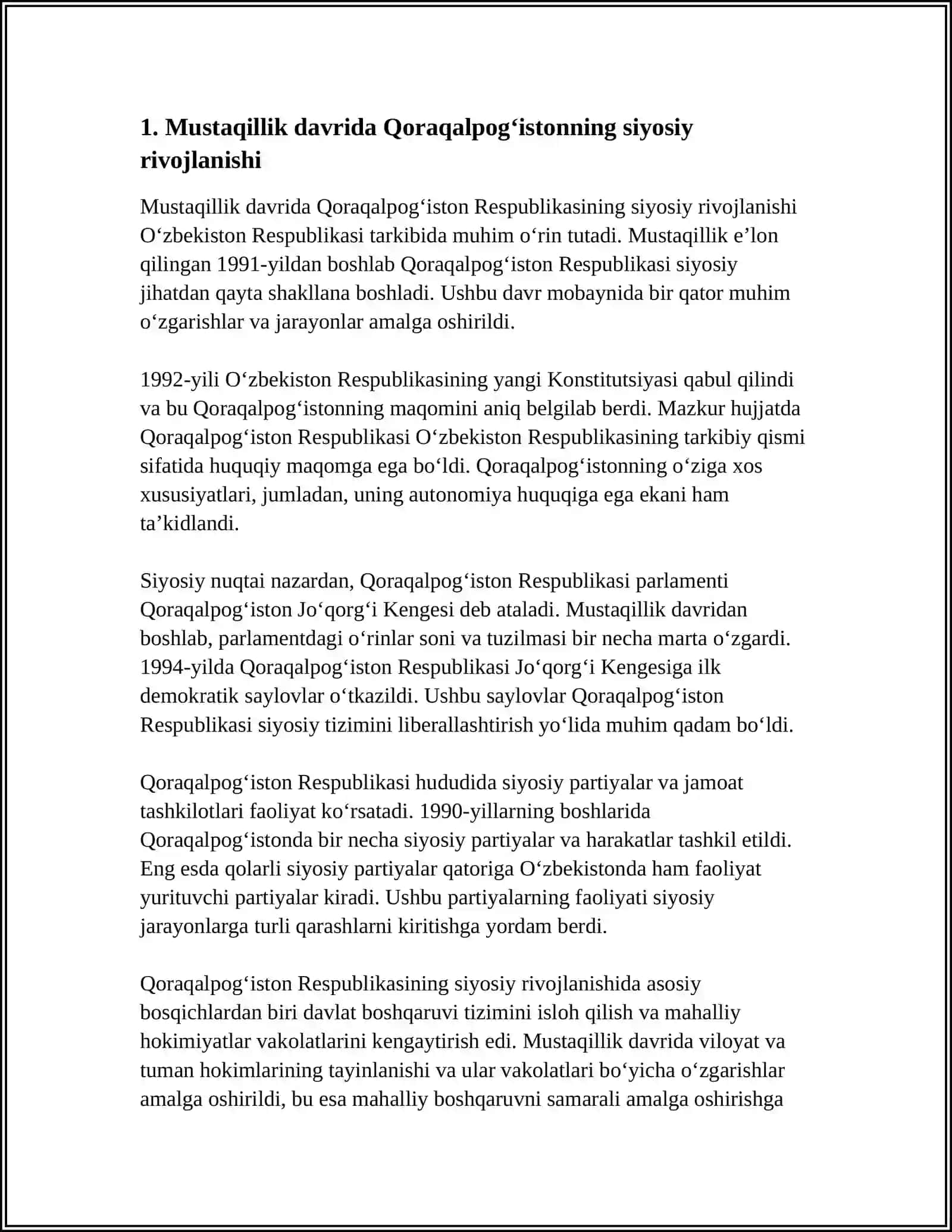 MUSTAQILLIK YILLARIDA QORAQALPOG’ISTON RESPUBLIKASI 3