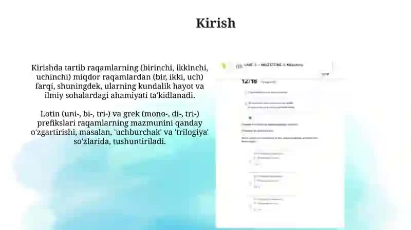 Sonlar tartib va sanoq son, lotin va grek old qo’shimchalari 3