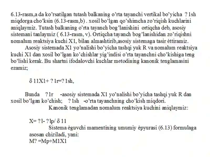Statik noaniq ramalarni tayanchlar cho‘kishi vatemperatura ta’siriga hisoblash 3