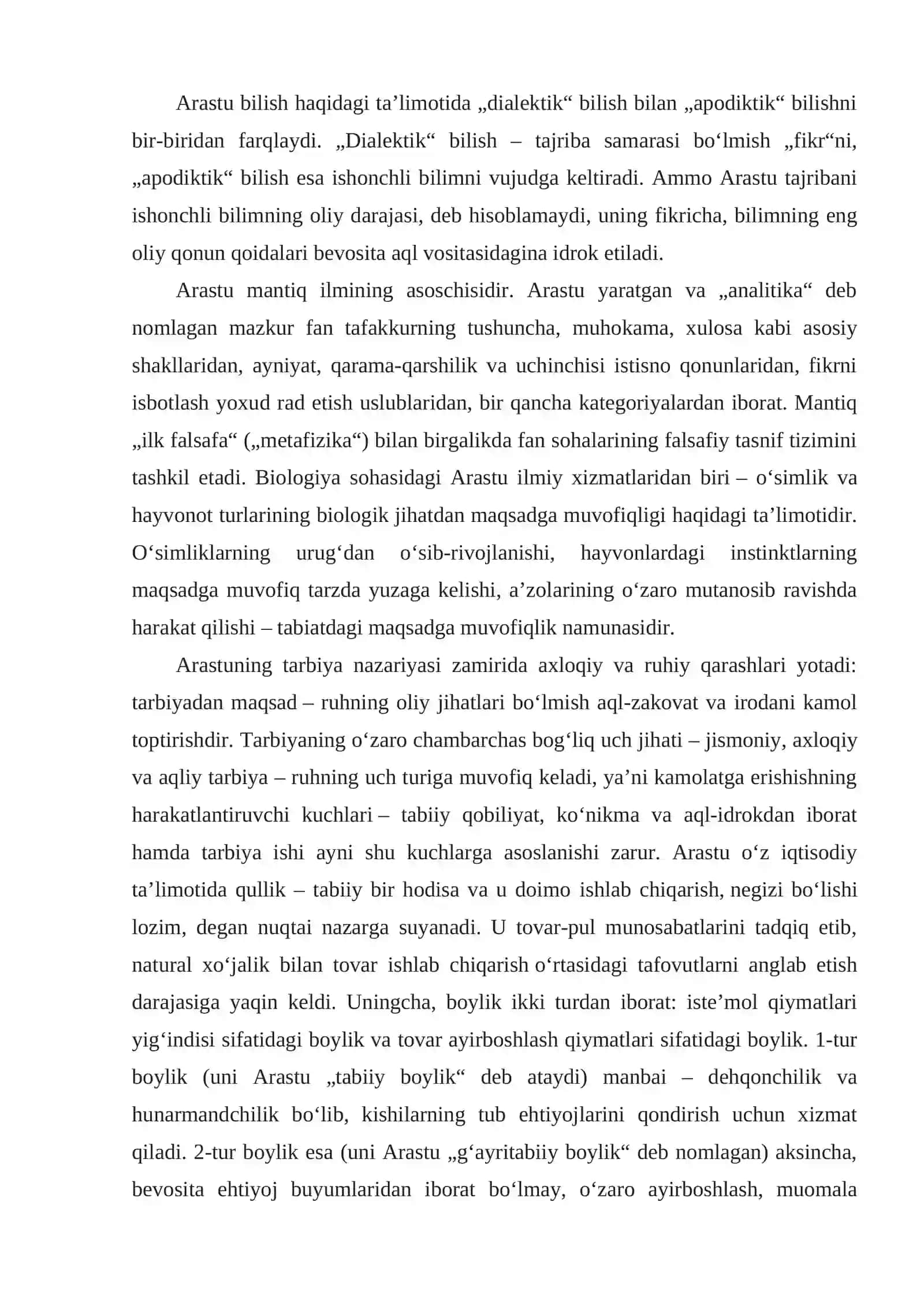 Aristotel, Farobiy va Kant ontologiyasida kategoriyalar tasnifi 3