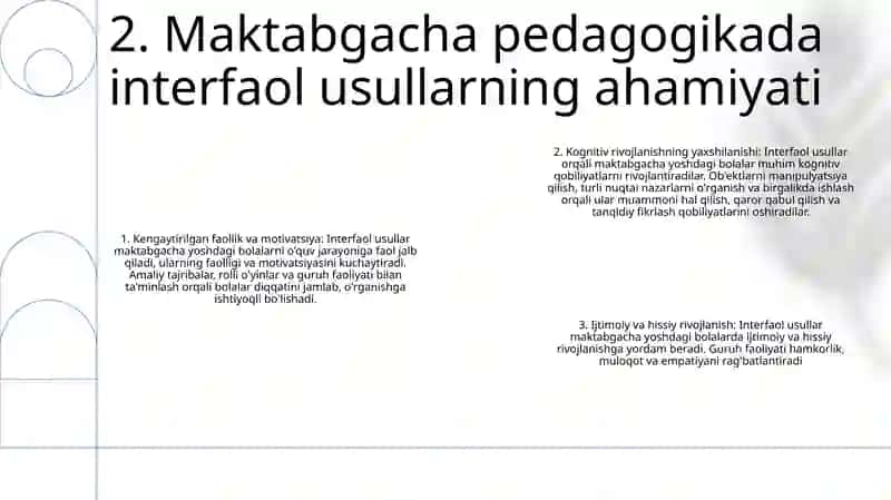 Padagogika Kollejida Maktabgacha Pedagogika Fanini O'Qitishda Interfaol Metodlardan Foydalanish Yo'Llarini O'Rgatish 3