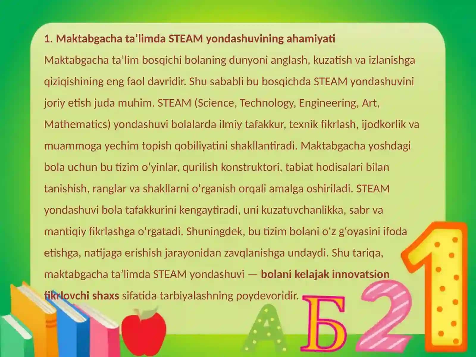 Maktabgacha yoshdagi bolalarni STEAM ga jalb etish usullari 3