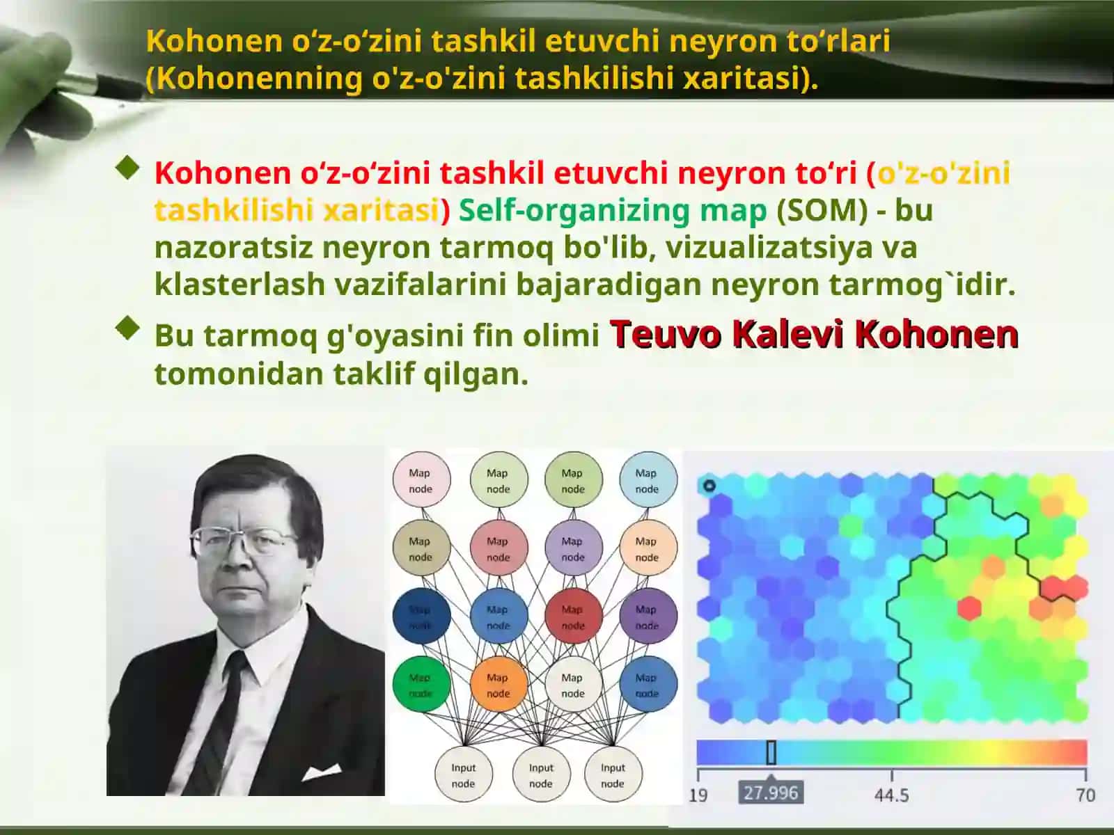 Kohonen o‘z-o‘zini tashkil etuvchi neyron to‘rlari 3