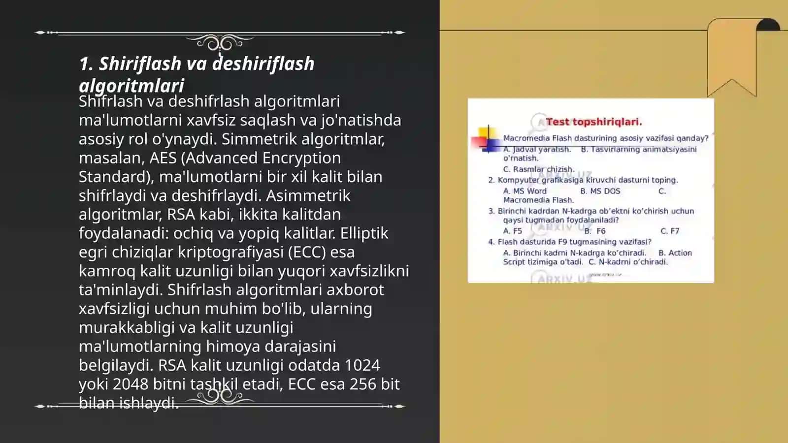 Shiriflash va deshiriflash algoritmlari 3