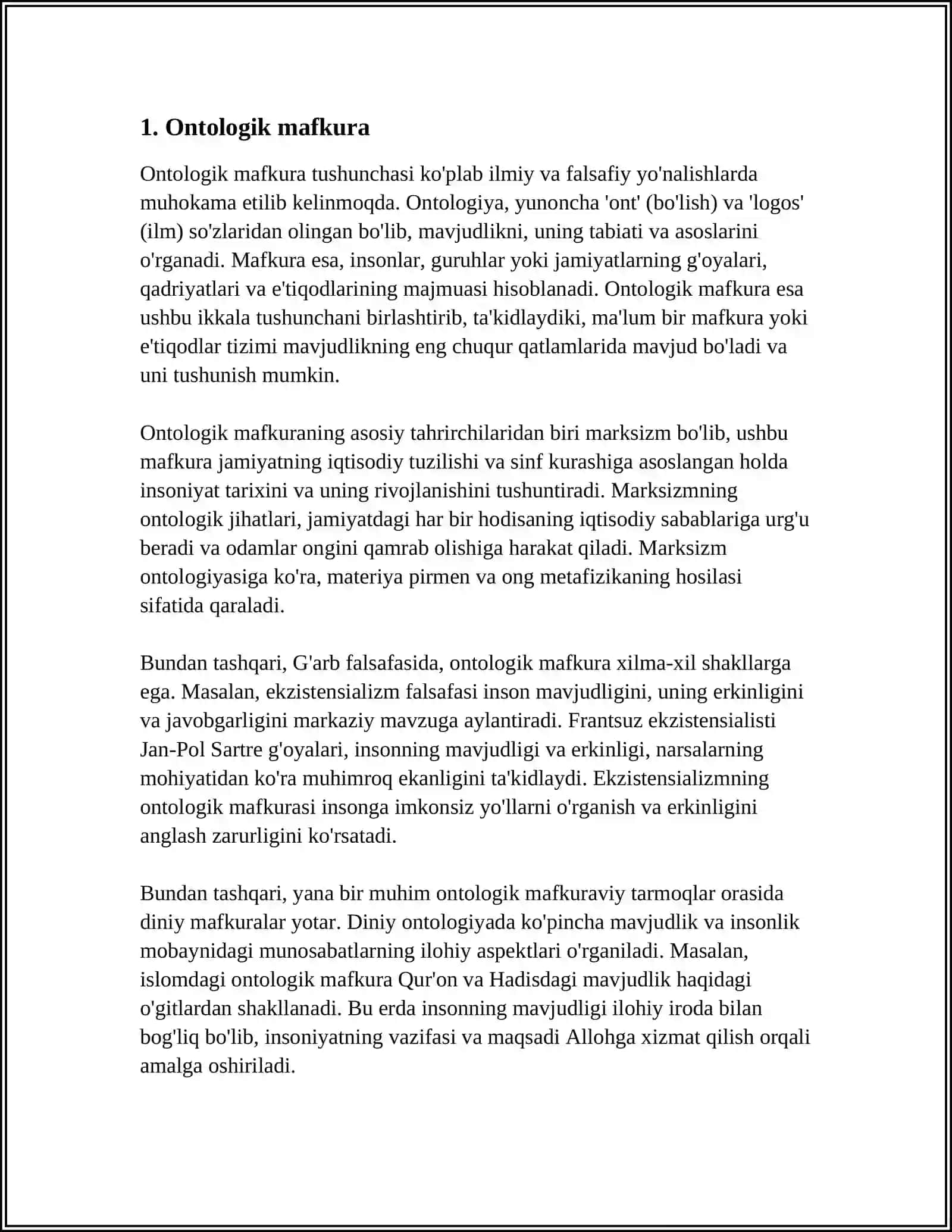ONTOLOGIK VA MUNOSABATDOSH KATEGORIYALARNINGUYG‘UNLIGI 3