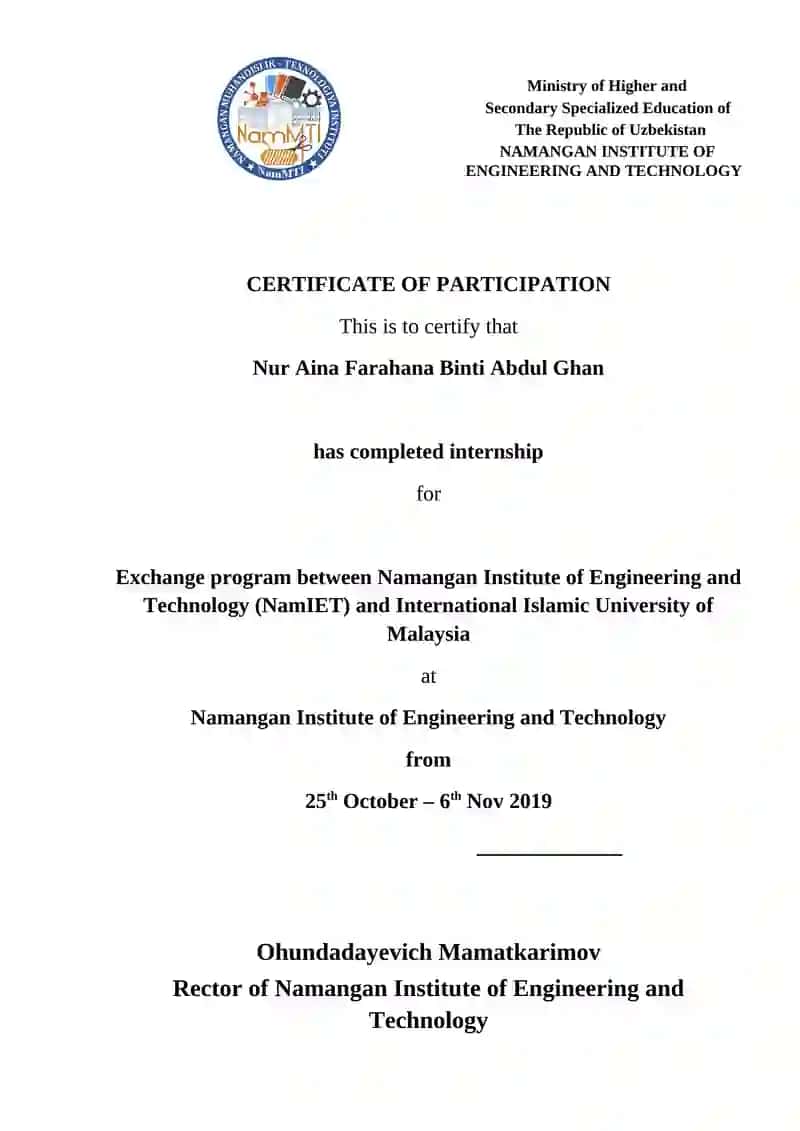 Certificate of Participation 3