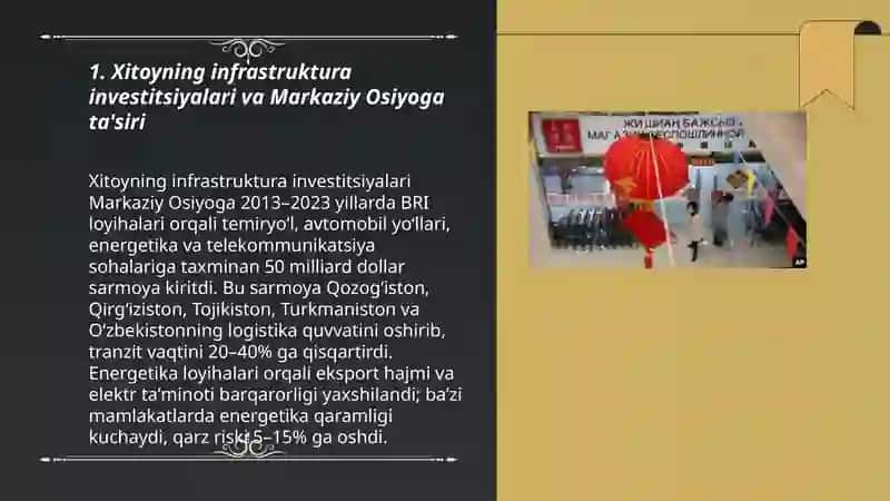 Xitoyning Markaziy Osiyoga ta'siri Umarova Yoqutxon 3