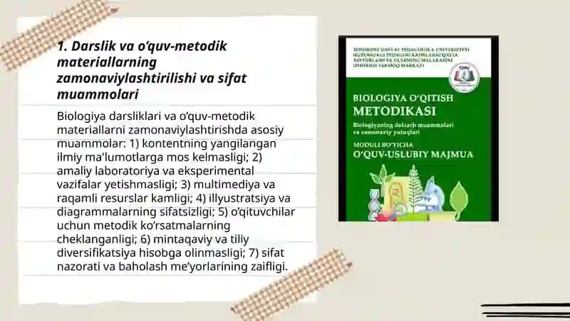 Biologiya o’qitish metodikasining dolzarb muammolari 3