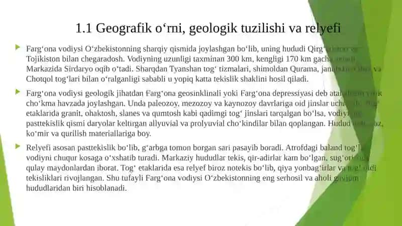 "FARG‘ONA VODIYSI YER-SUV RESURSLARI VA ULARDAN OQILONA FOYDALANISH MASALALARI" 3