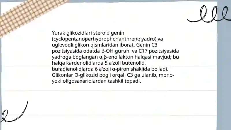 Yurak glikozidlarining kimyoviy tuzilishi va ahamiyati 3