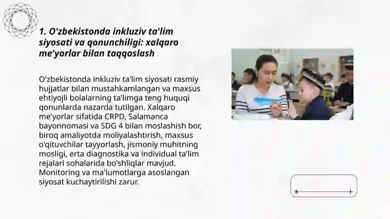 O'zbekistonda va chet elda alohida ta'lim ehtiyojlari bo'lgan bolalar uchun inklyuziv ta'lim 3