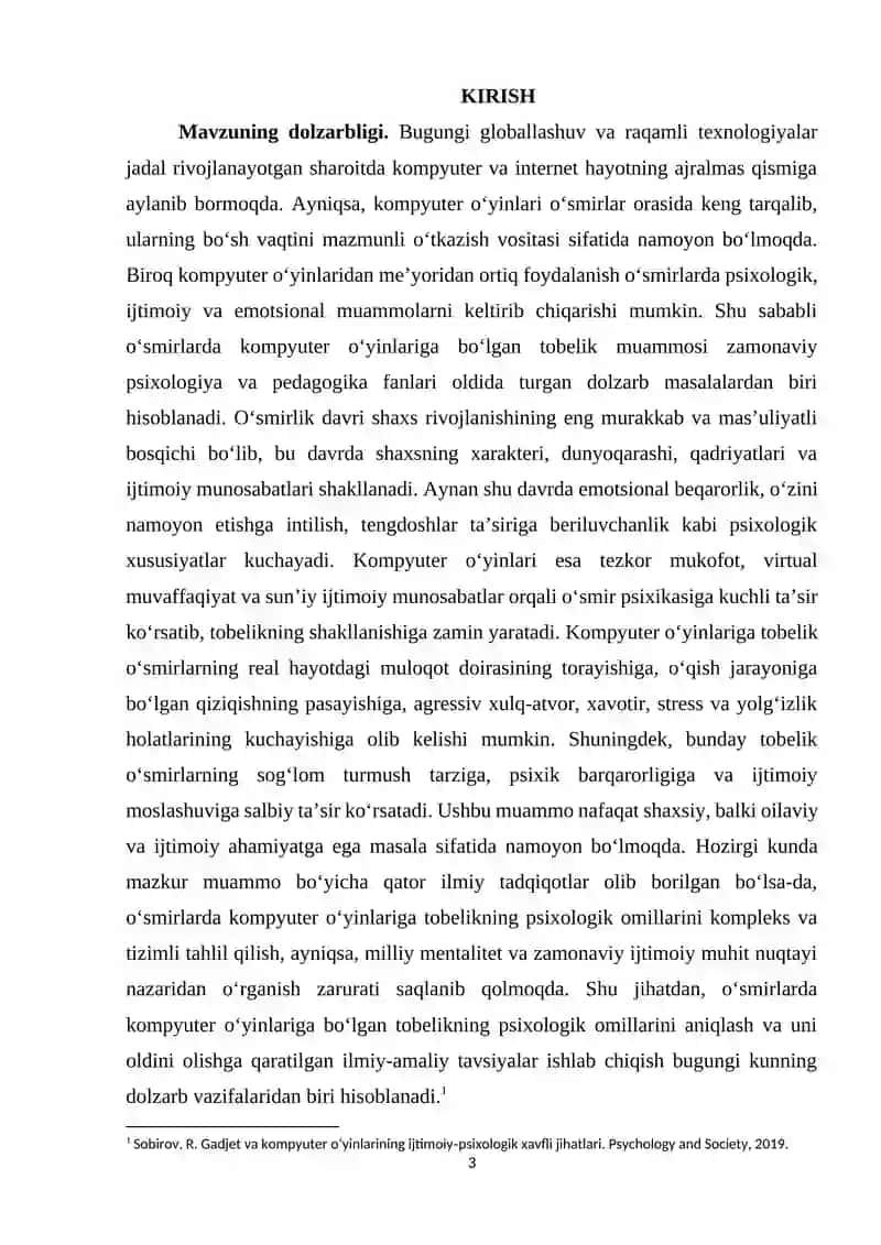 Oʻsmirlarda kompyuter oʻyinlariga boʻlgan tobelikning psixologik omillari 3