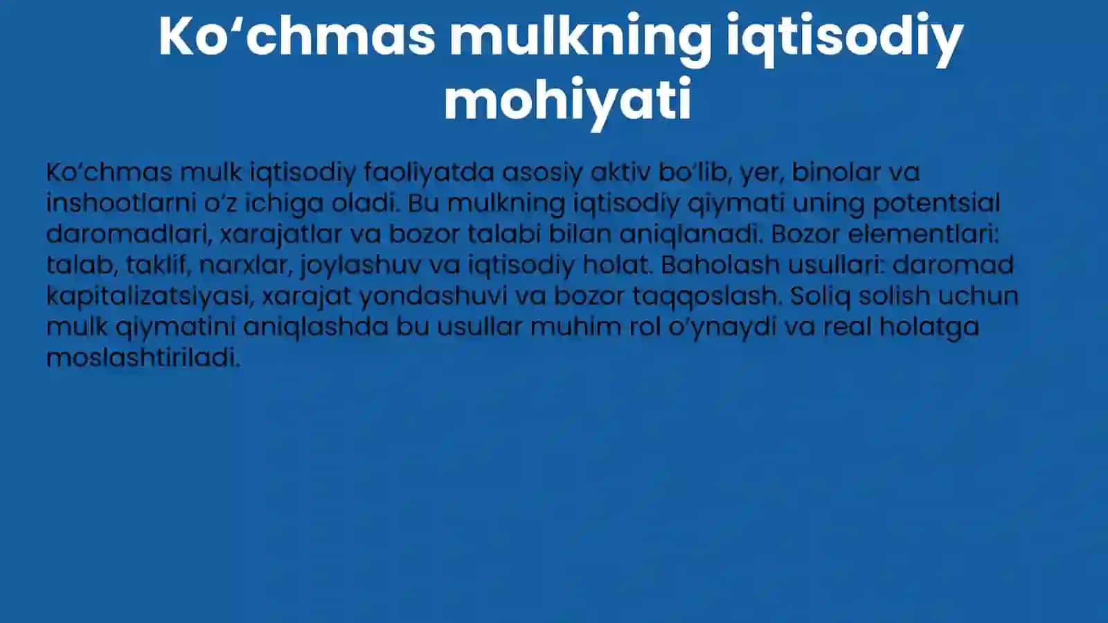Yalpi baxolash usullari va kuchmas mulk qiymatini baxolash 3