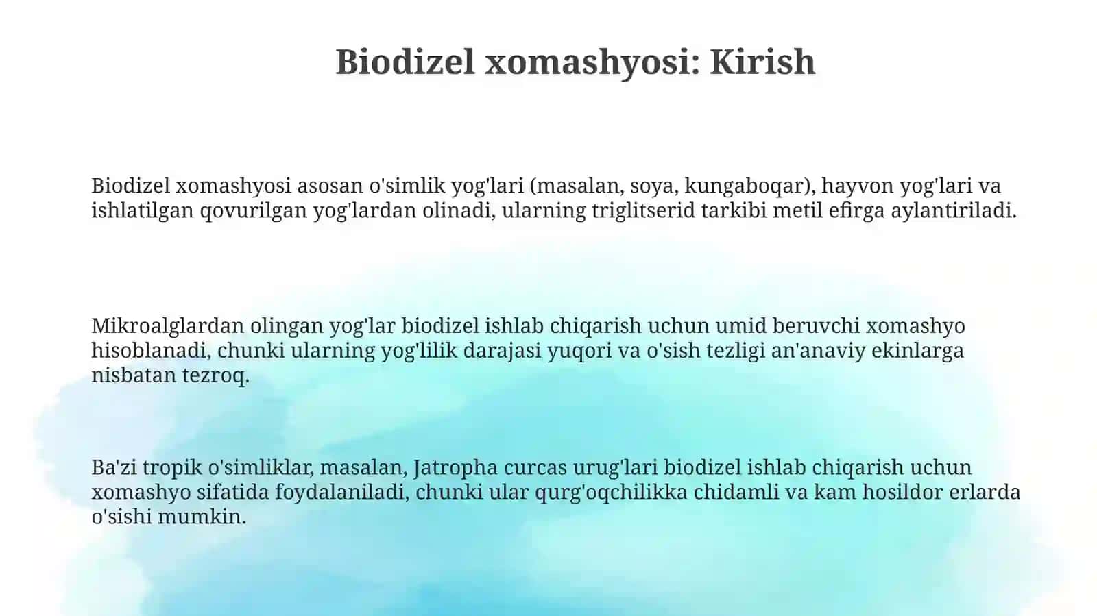 Biodizel xomashyosi 3