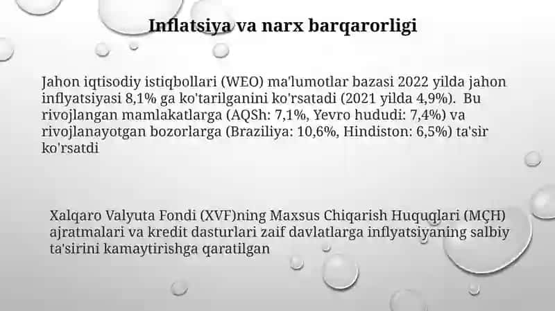 Jahon iqtisodiy istiqbollari (WEO) ma'lumotlar bazasi 2022 yilda 3