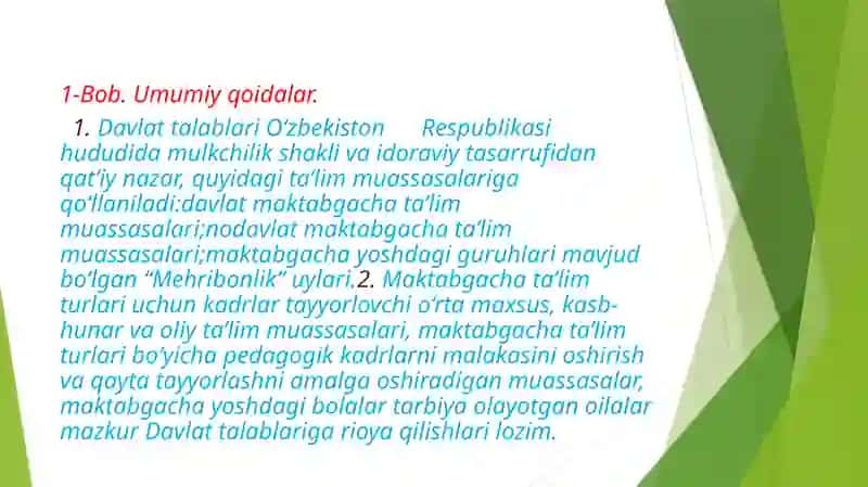 O‘zbekiston Respublikasining ilk va maktabgacha yoshdagi bolalar rivojlanishiga qo‘yiladigan davlat talablari 3