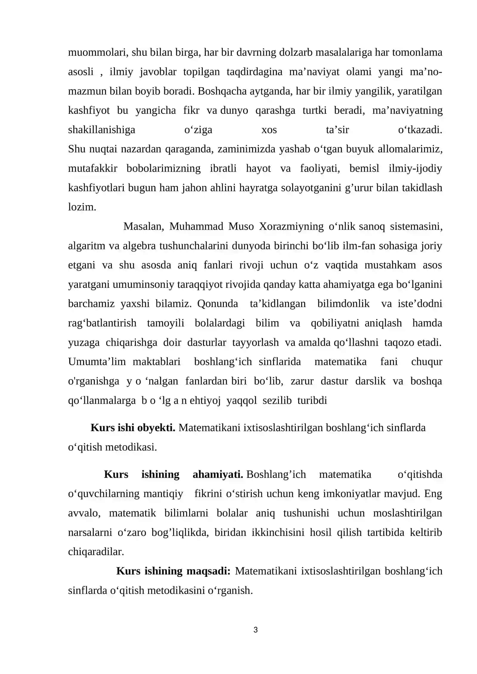 MATEMATIKAGA IXTISOSLASHTIRILGAN BOSHLANG‘ICH SINFLARDA MATEMATIKA O‘QITISH. IQTIDORLI O‘QUVCHILAR BILAN ISHLASH 3