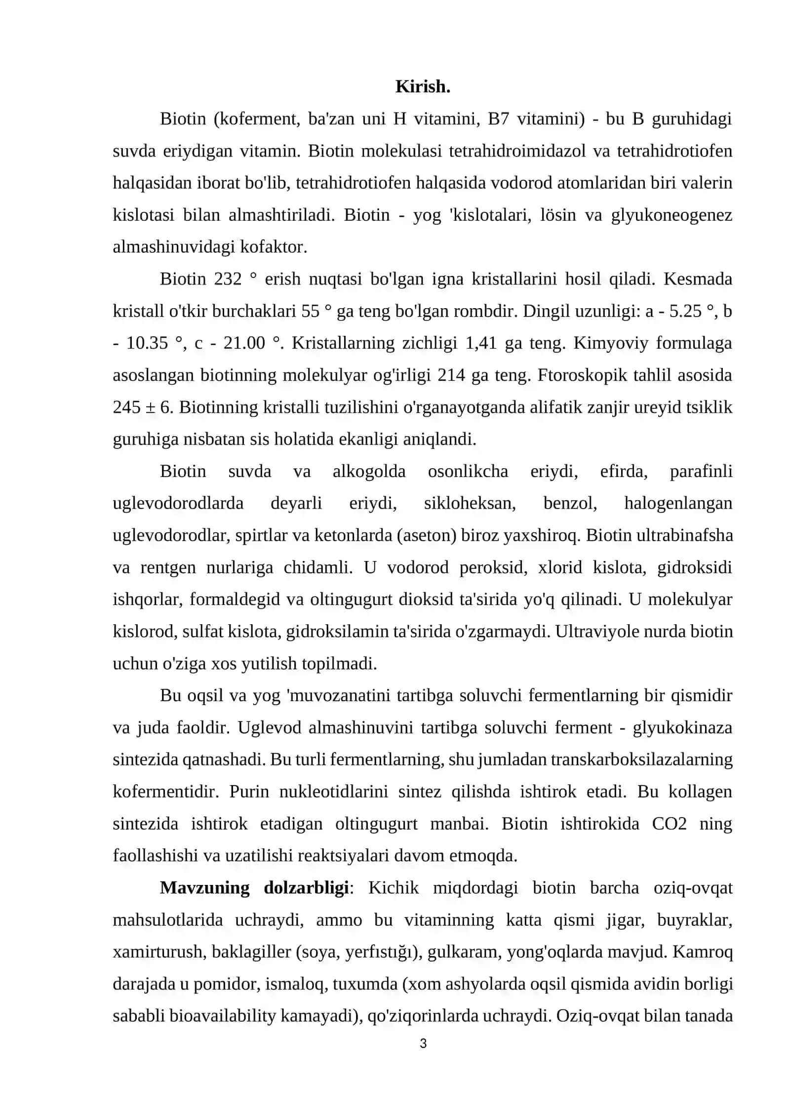 Biotin, H vitamini KURS ISHI 3
