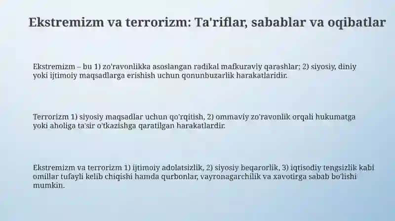 Ekstremizm va terrorizm jamiyat barqarorligiga tahdid 3