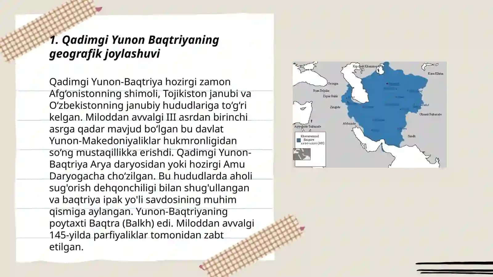 Qadimgi Yunon Baqtirya, Qang‘ va Parfiya davlatlari tarxiy geogrefiyasi 3