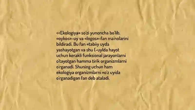 Ekologiya fanining Maqsad va vazifalari rivojlanish tarixi 3