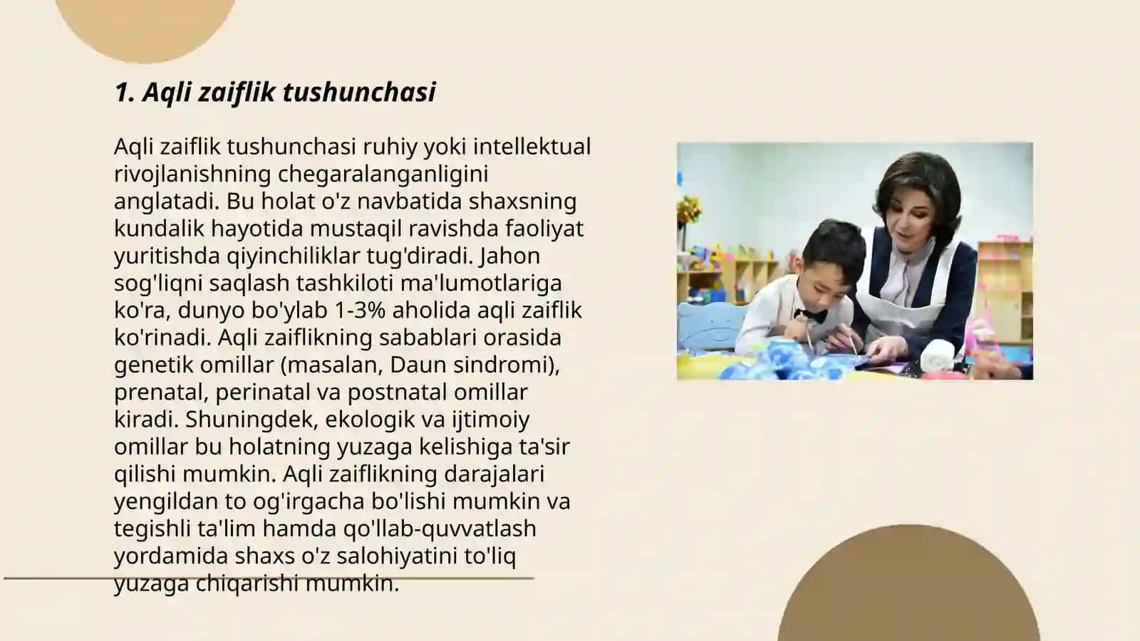 Aqli zaif bolalar va ruhiy rivojlanishi sustlashgan bolalarning o'zaro farqlash 3