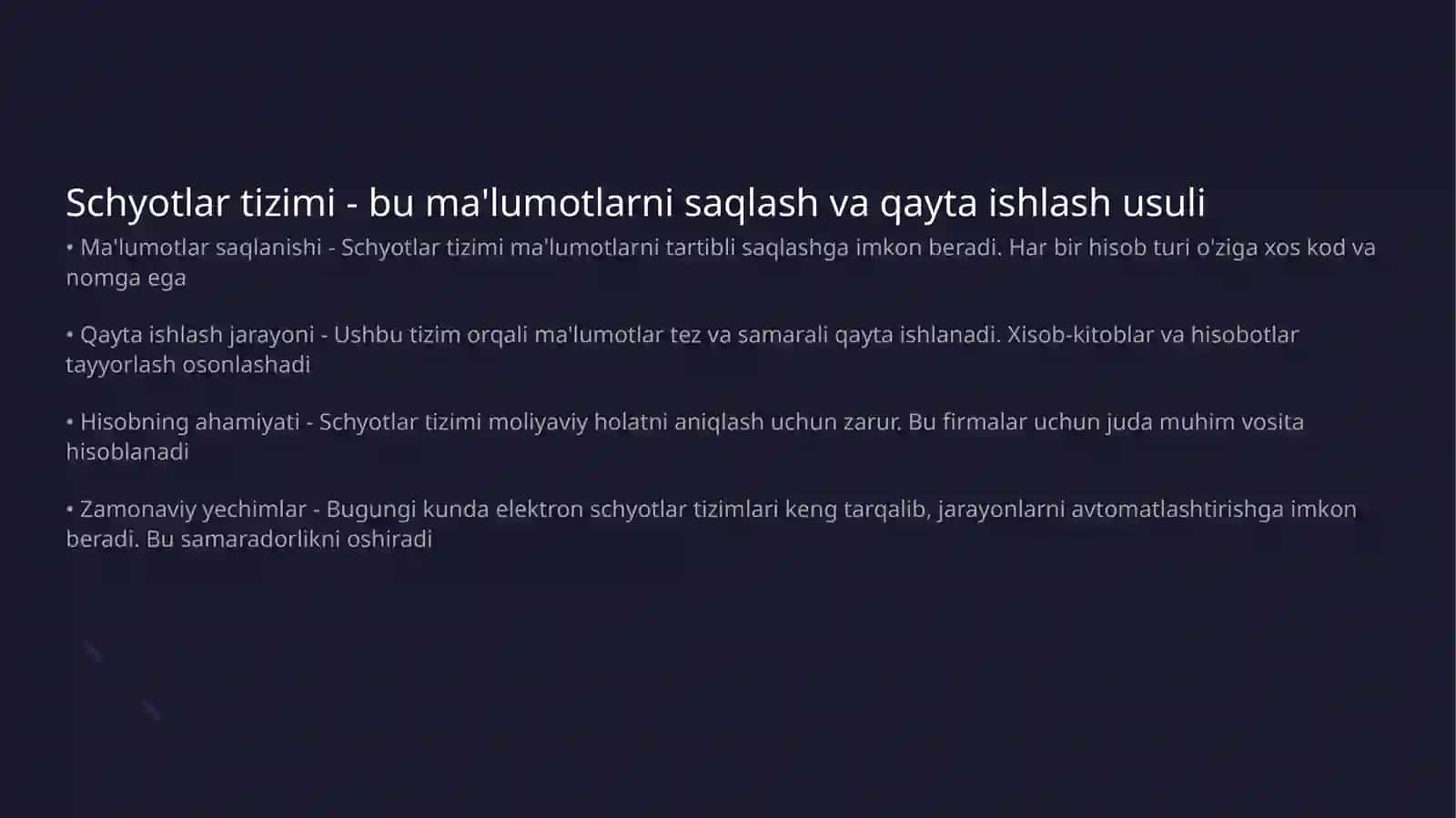 Schyotlar tizimi to'g'risida tushuncha va ularni turkumlash 3