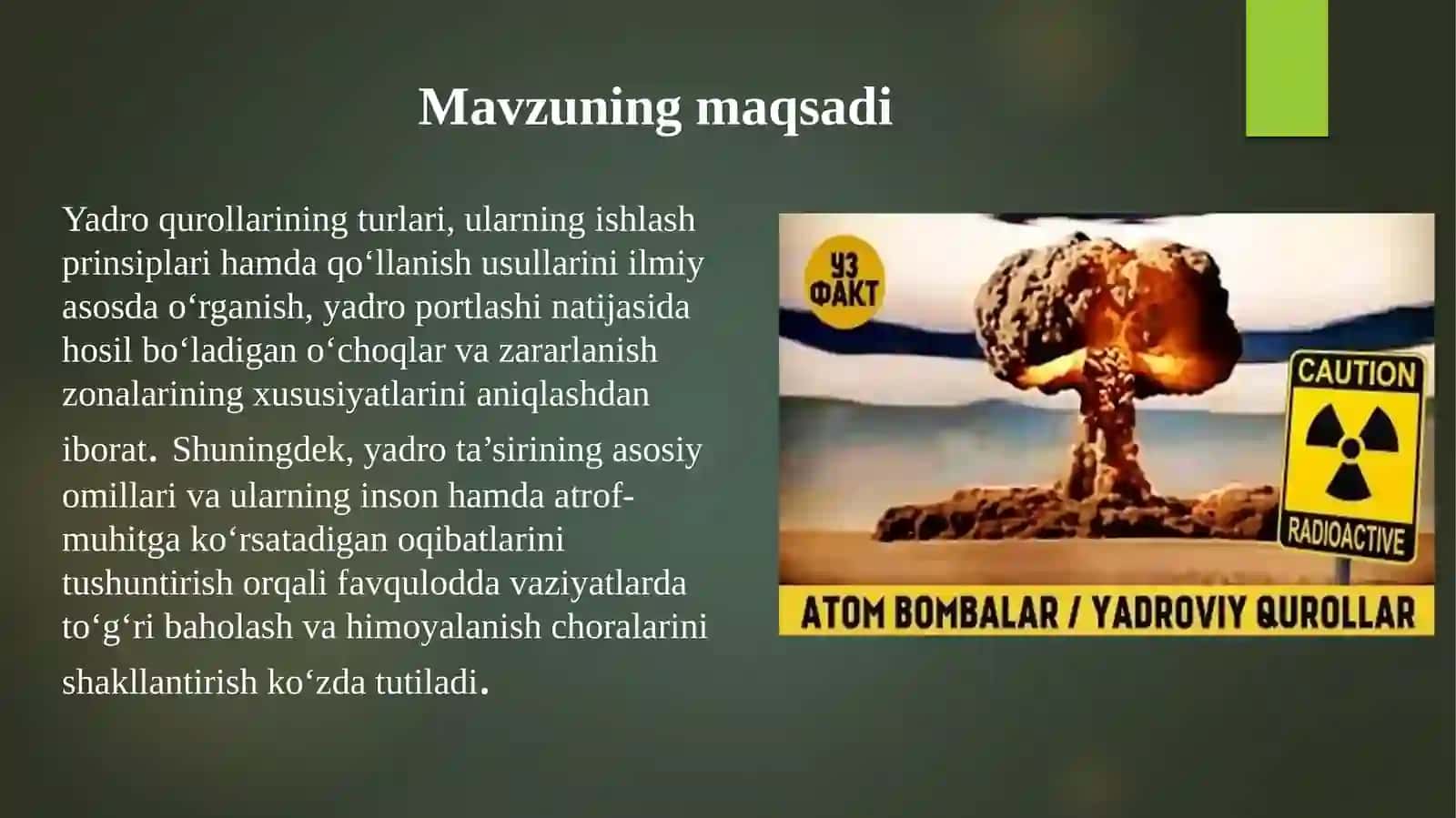 Yadro qurollari turi va qo’llanish usullari 3