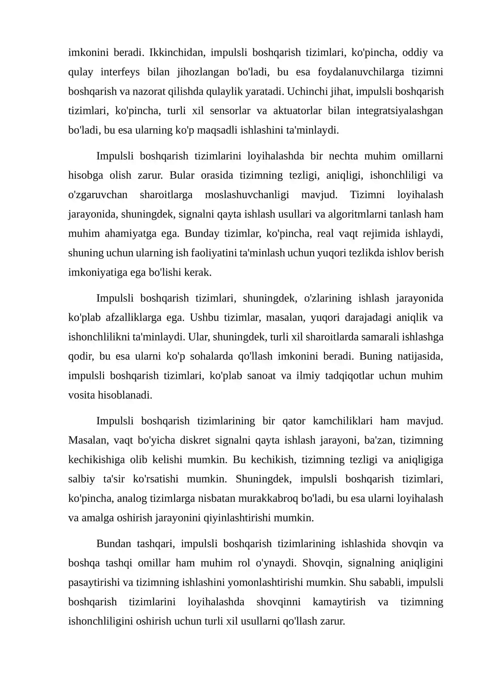 Impulsli va releli boshqarish tizimlari. Ularning xususiyatlari 3