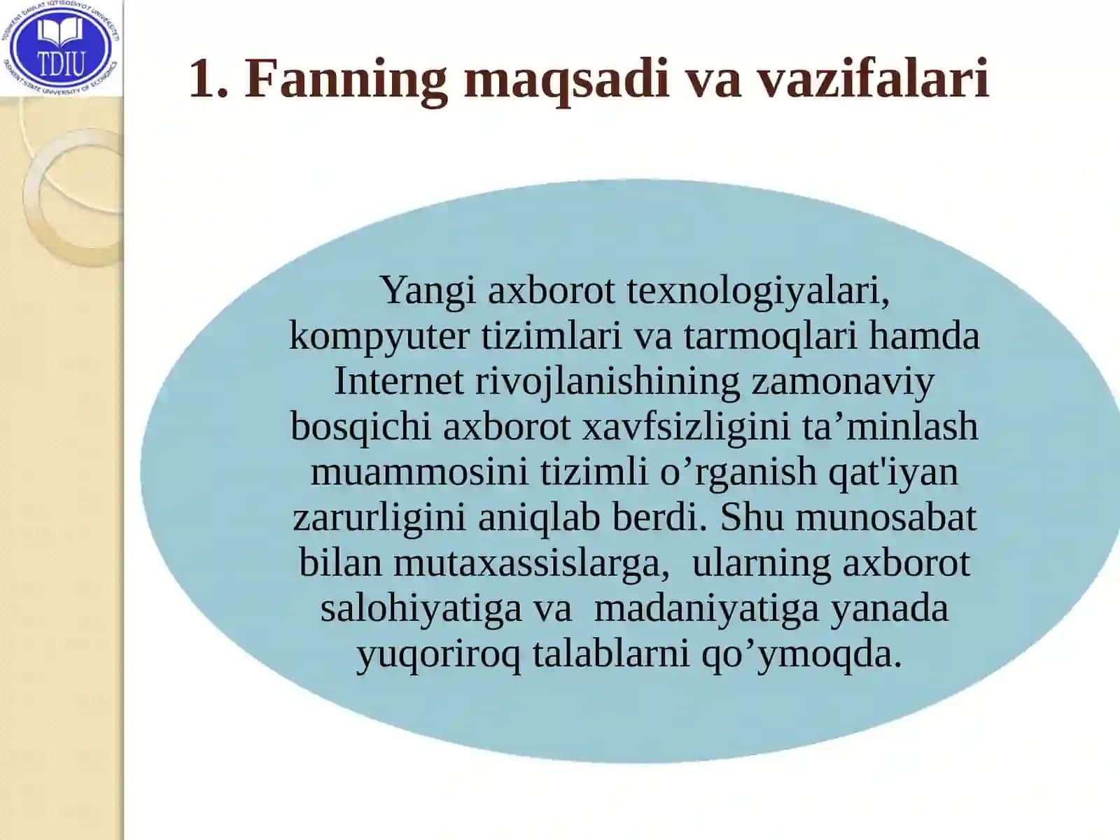 Axborot Xavfsizligi Fanini O'qitishdan Maqsad va Vazifalari 3