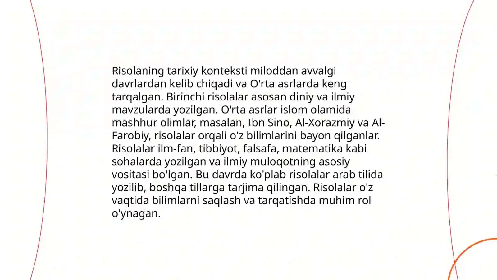 Husayniyning Risola asarini tahlil qilish 3
