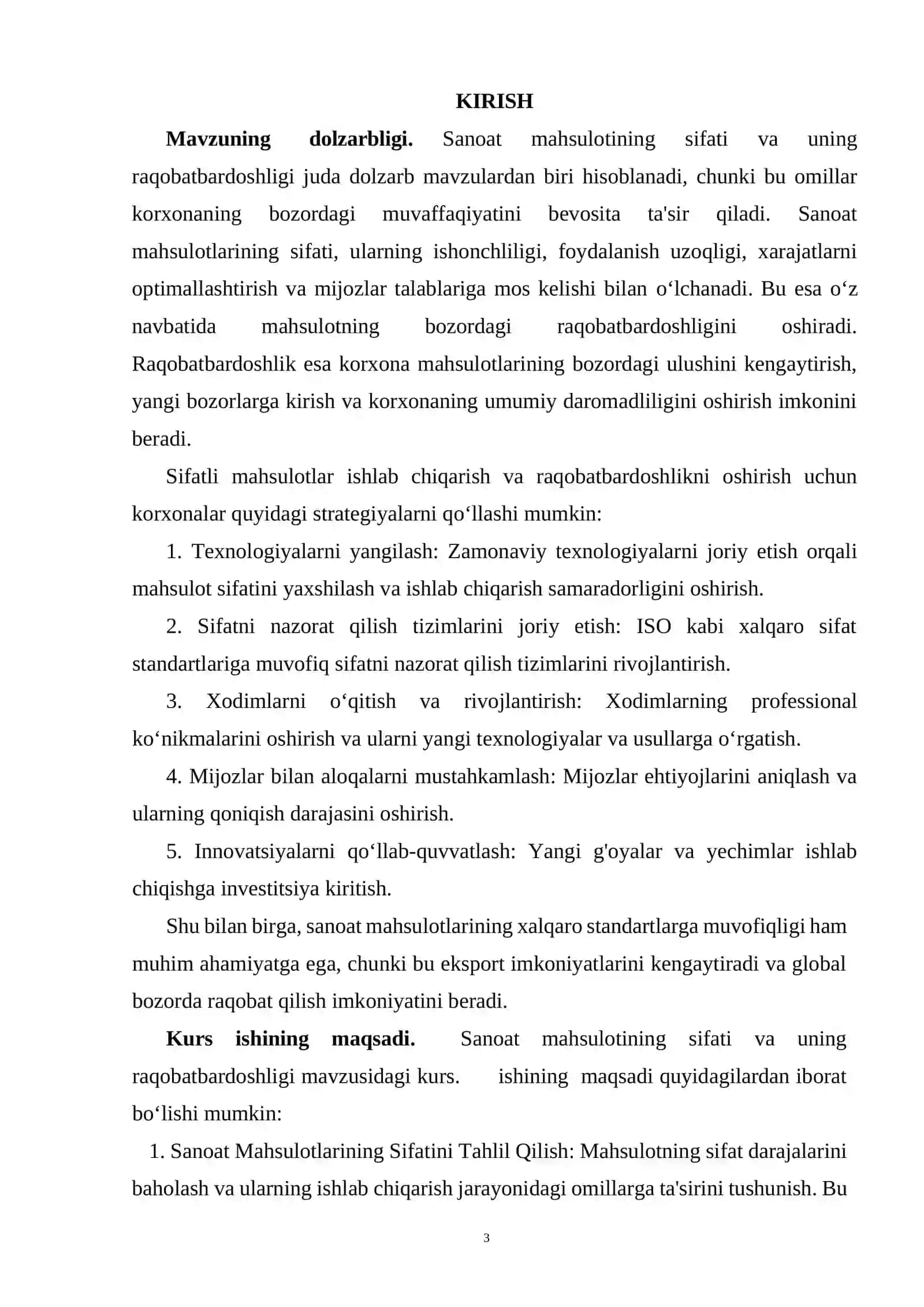 Sanoat Maxsuloti Sifati va Raqobatbardoslik 3