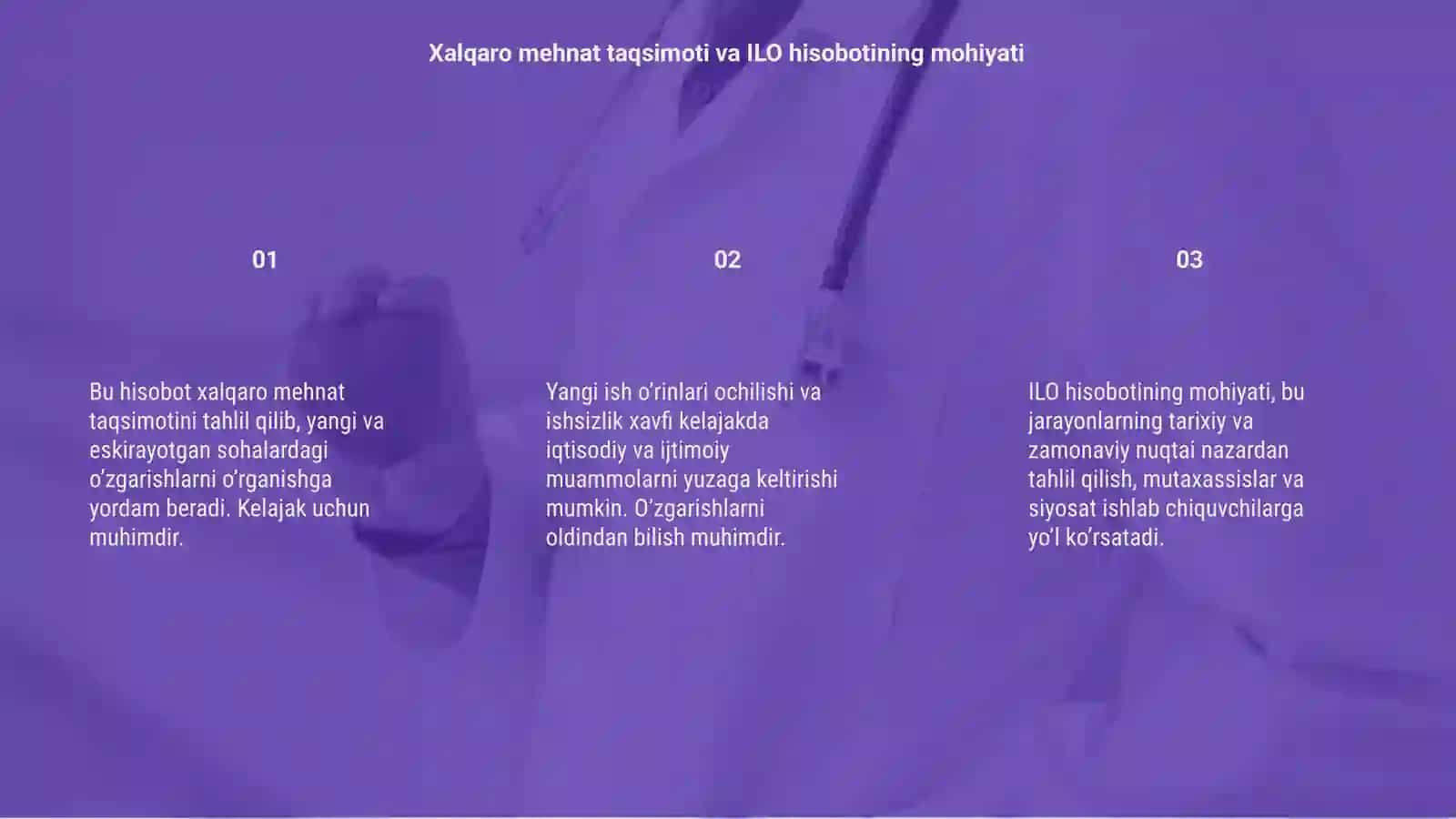 Singapur Xalqaro mehnat taqsimotining (ILO) ushbu hisobotini o’rganib tahlil qilib ko’ringlar 3