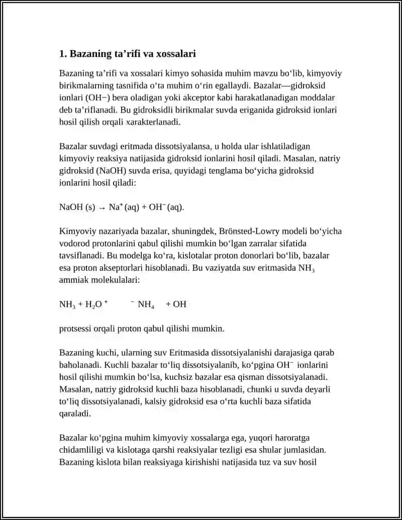 BAZALAR KLASSIFIKATSIYASI.BAZALAR BIRLIGI VA QOʻSHILISH TAMOYILLARI 3