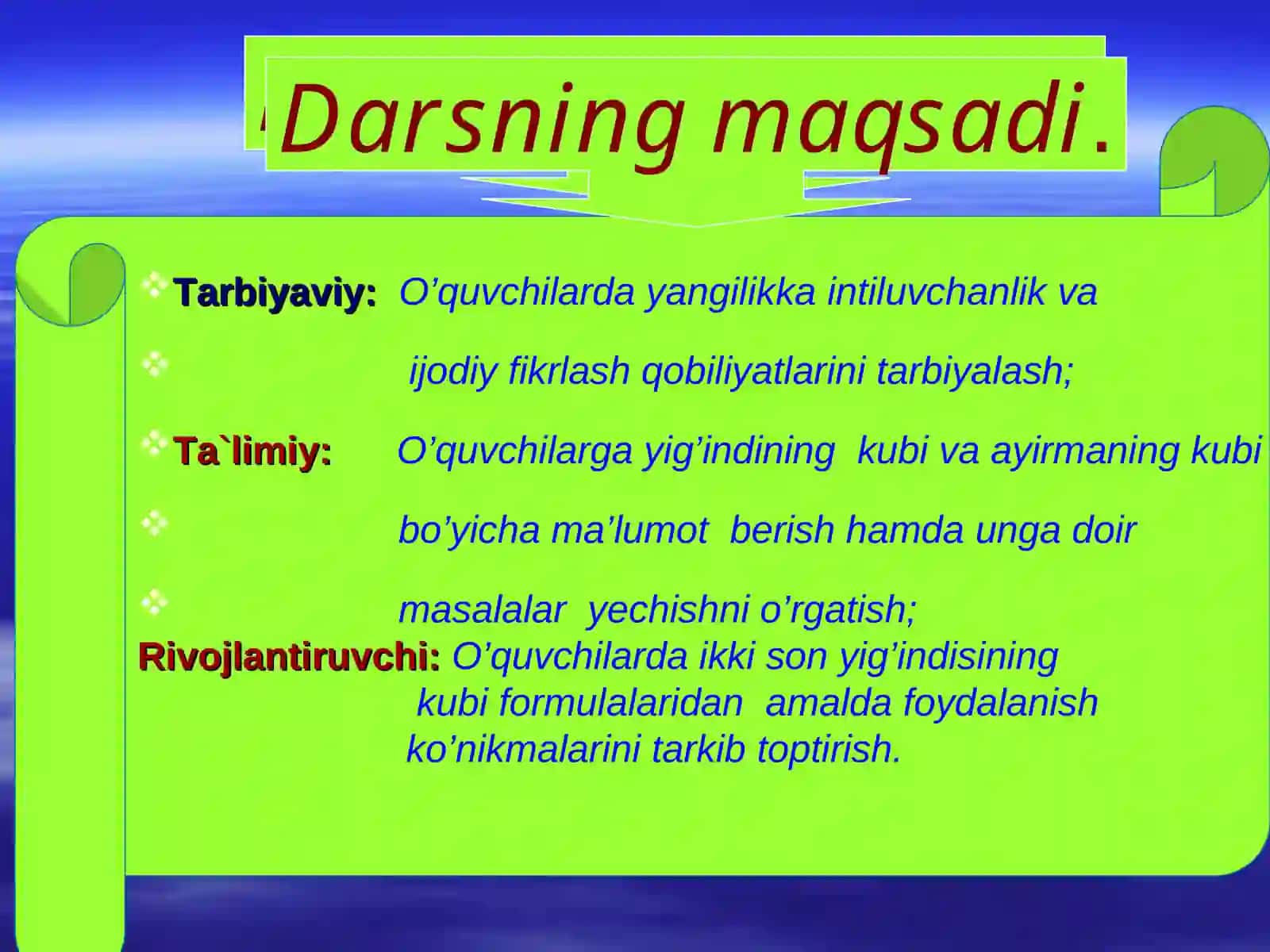 Yig'indini kubi va kvadrati 3