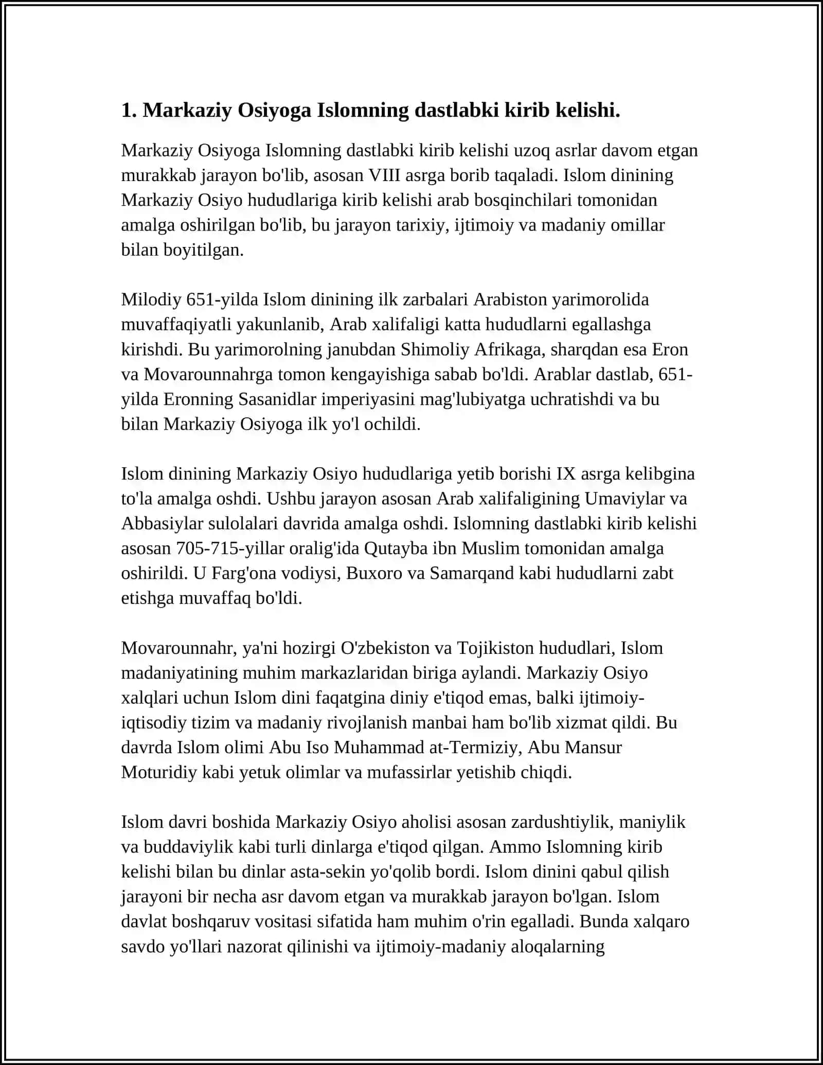MARKAZIY OSIYOGA ISLOMNING KIRIB KELISHI VA IJTIMOIY-MA’NAVIY TARBIYADAGI O‘ZGARISHLAR 3
