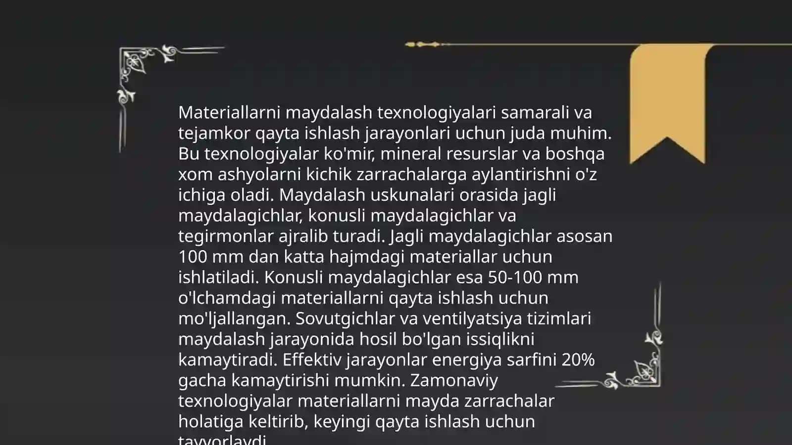 Materiallarni maydalash texnologiyalari 3