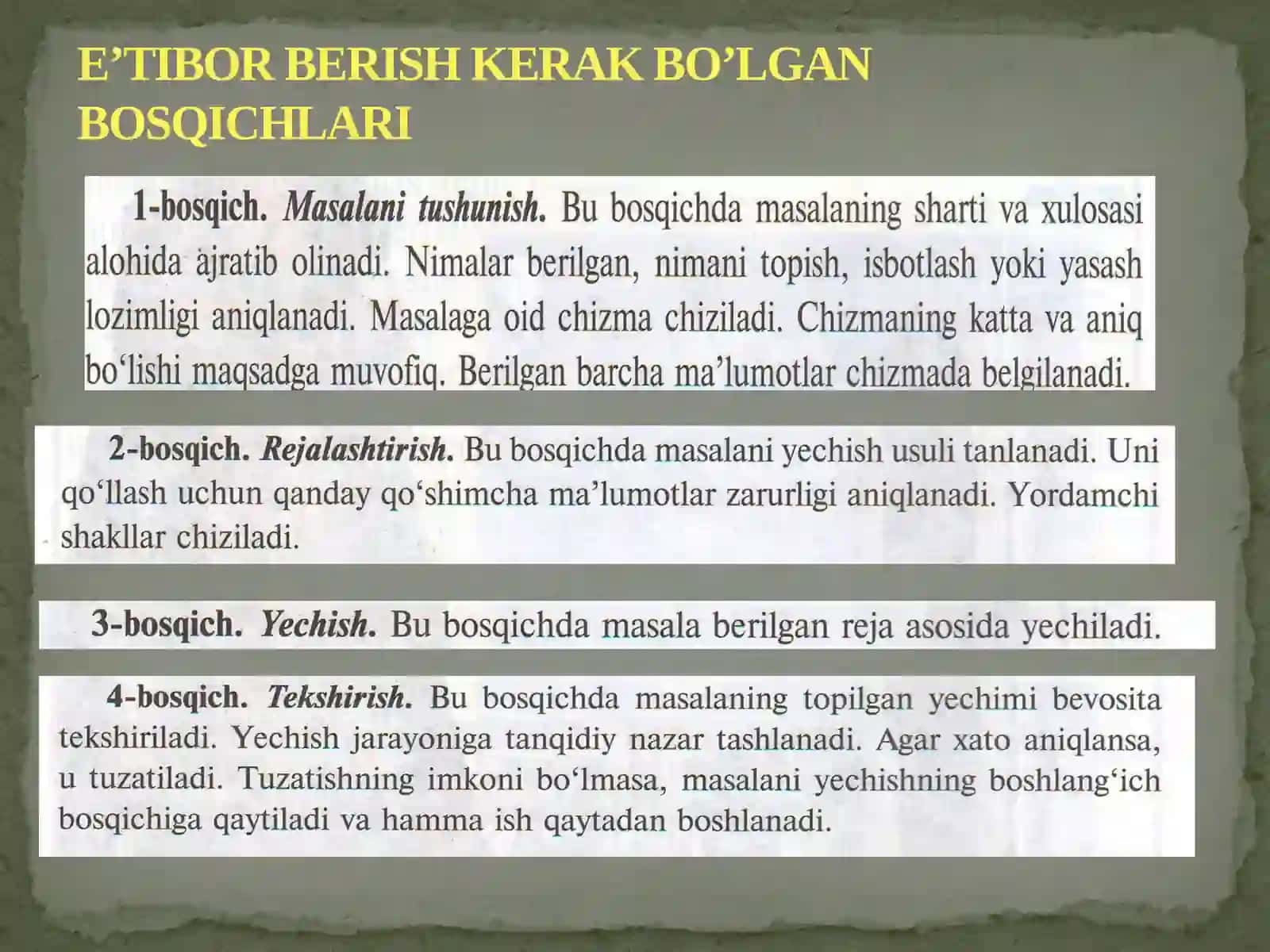 GEOMETIRIK MASALALARNI YECHISH BOSQICHLARI 3