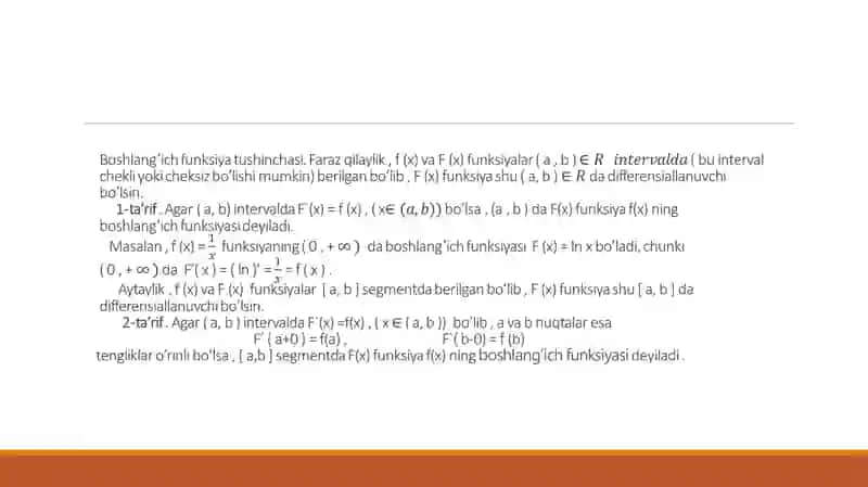 BOSHLANG’ICH FUNKSIYA VA ANIQMAS INTEGRAL TUSHUNCHALARI 3