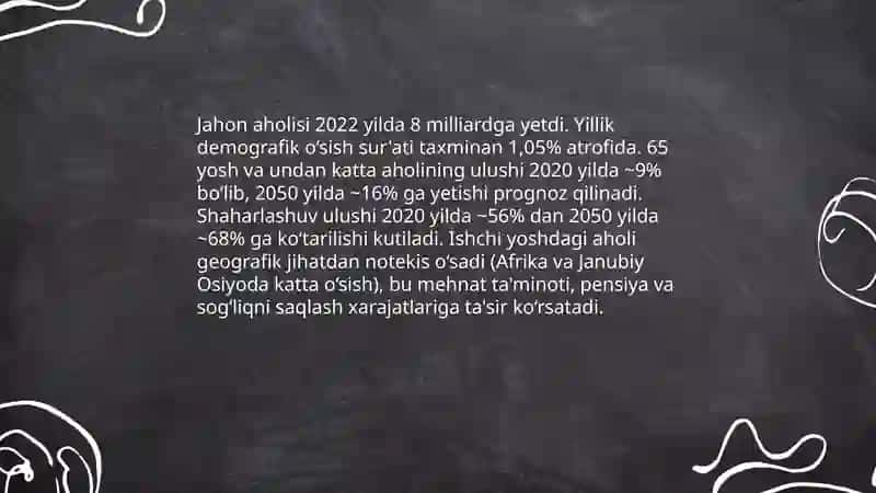 Integratsiya fani: Jahon iqtisodiyoti aholi va ishchi kuchi 3