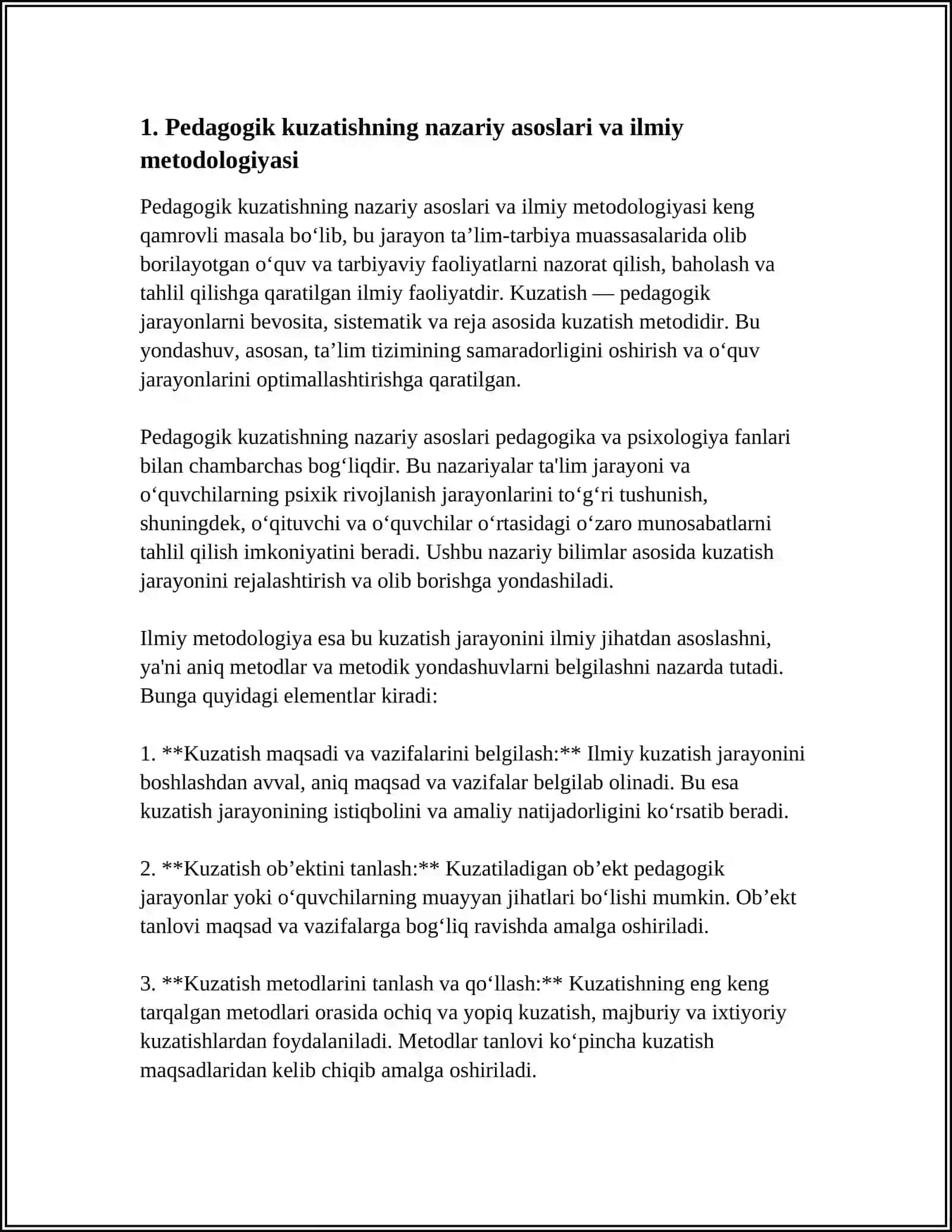 PEDAGOGIK KUZATISH ILMIY TADQIQOD USLUBIYATI 3
