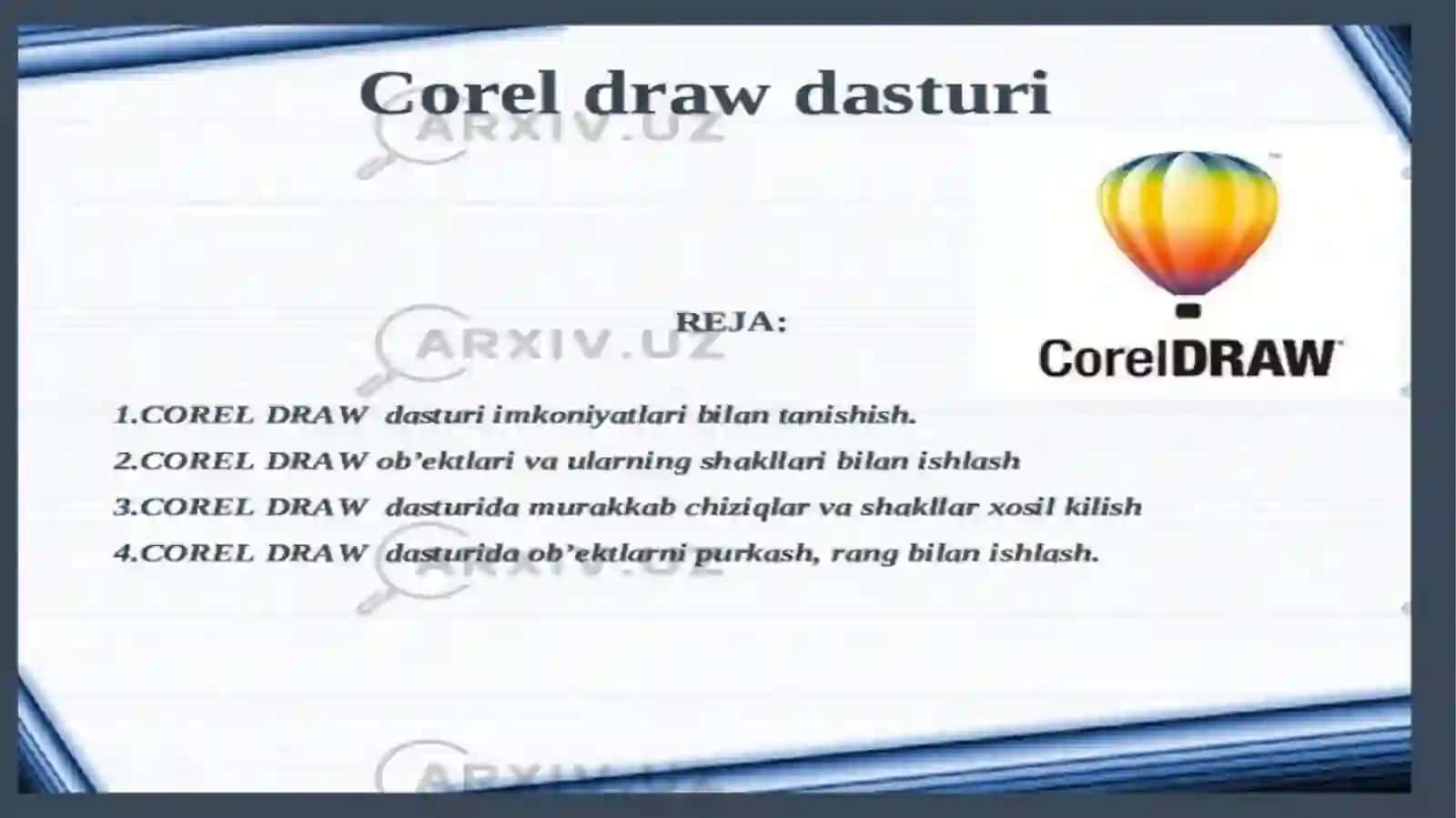 MOBIL TEXNOLOGIYALARNING GRAFIK IMKONIYATLARI MISOLIDA CORELDRAW DASTURLARIDA ISHLASH 3