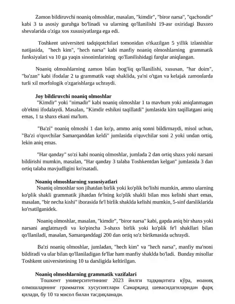 Bo'lishsizlik olmoshining grammatik xususiyatlari 3