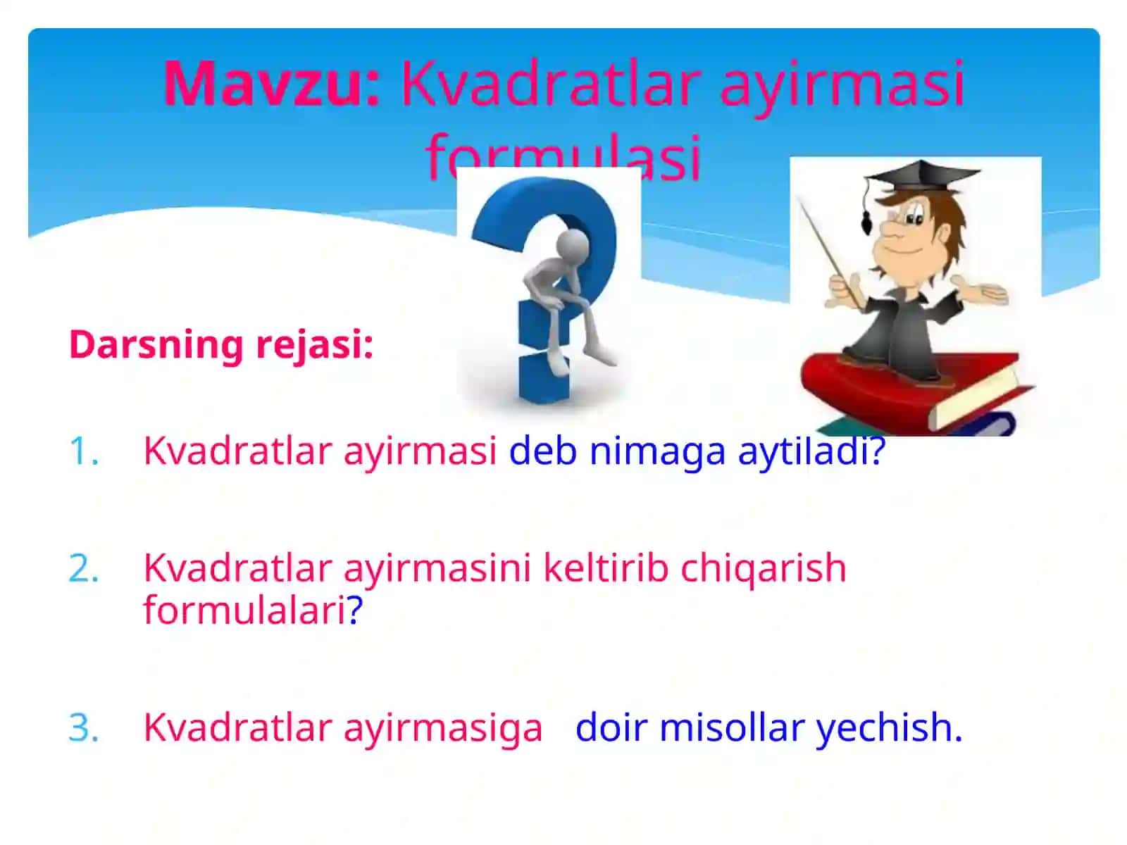 Kvadratlar ayirmasi formulasi 3