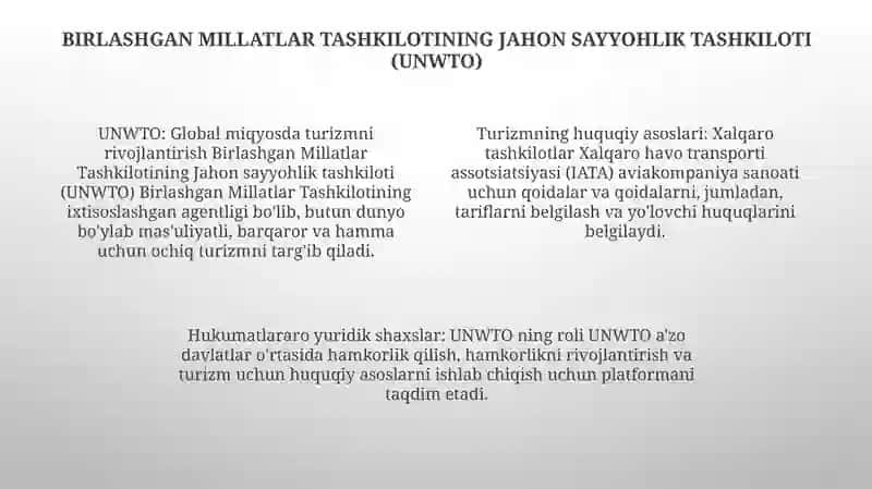 Turizm Sohasidagi Xalqaro Huquqiy Tashkilotlari 3