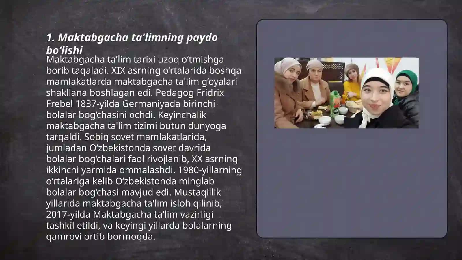 Maktabgacha ta'lim rivojlanish tarixi 3