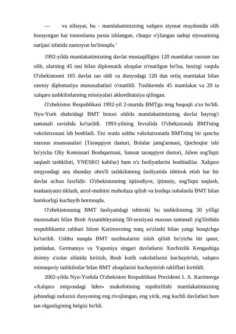 O'zbekistonning xalqaro tashkiyotlar bilan hamkorlik aloqalari 3