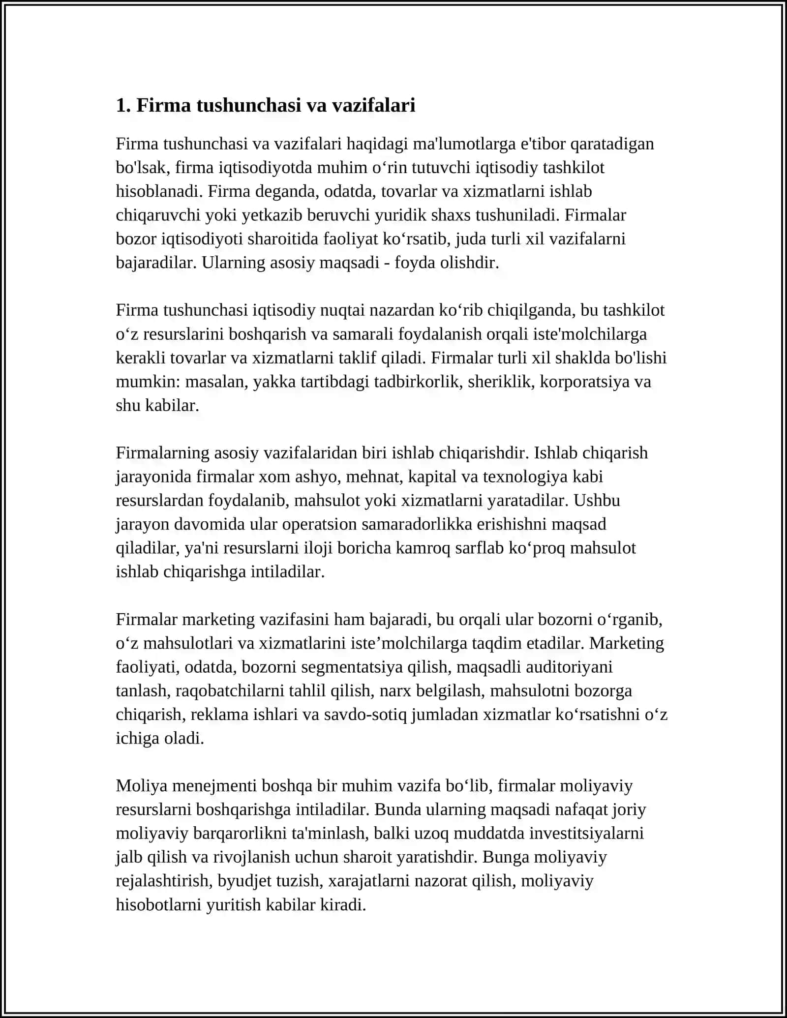 FIRMALAR VA ULARNI TASHKILIY-IQTISODIY ASOSLARI 3