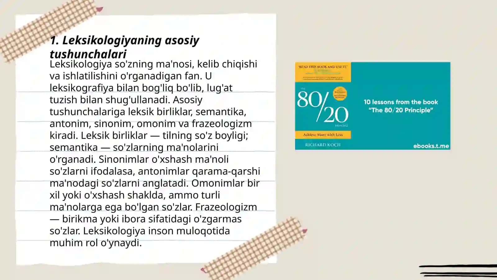 Leksikologiya óqitishning maqsadi, vazifasi va tamoyillari 3